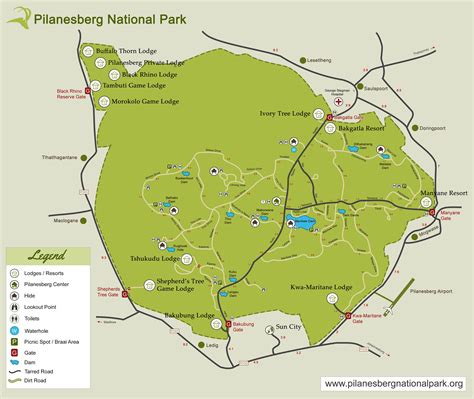 Pilanesberg Map | Pilanesberg, National parks, National parks map