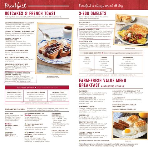 Bob Evans Printable Menu