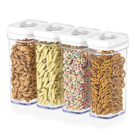 Airtight Food Storage Containers with White Lids – 4 Piece Set – Dwellza