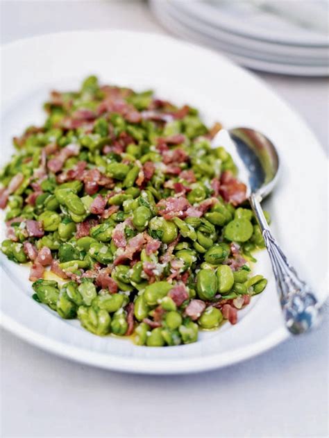 Warm broad bean salad with bacon recipe | delicious. magazine