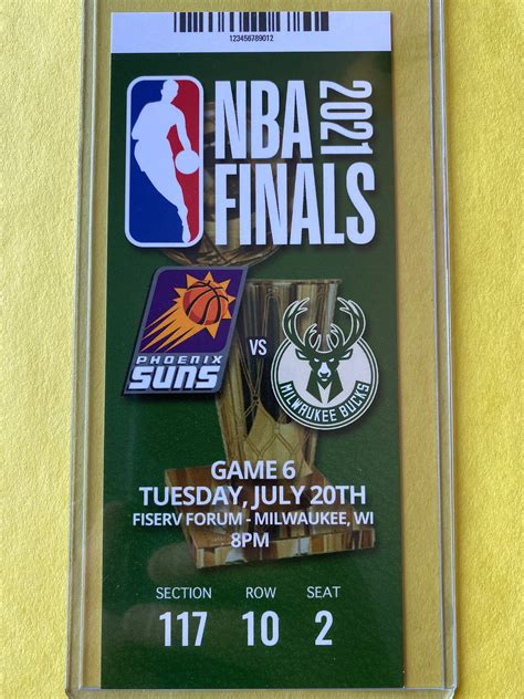 2021 NBA FINALS 7/20/21 Ticket Stub Phoenix Suns vs Milwaukee - Etsy.de