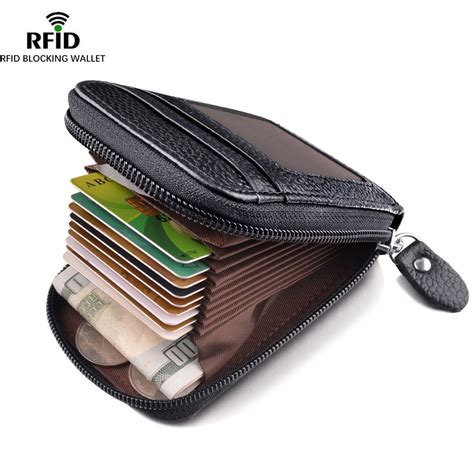 Men's Wallet Genuine Leather Credit Card Holder RFID Blocking Zipper Thin Pocket | Walmart Canada