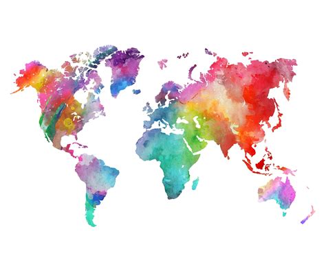 Colorful World Maps Printable