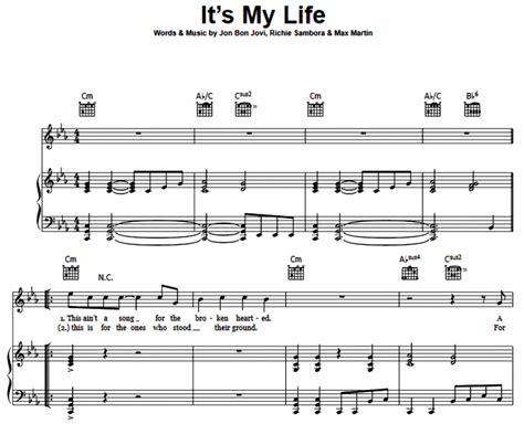 Bon Jovi - It’s My Life Free Sheet Music PDF for Piano | The Piano Notes