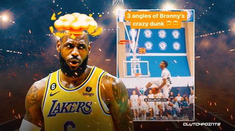 LeBron James loses his mind over Bronny James' wild viral dunk