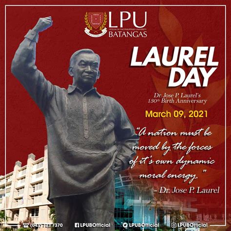 LPU Batangas OFFICIAL on Twitter: "March 9, 2021 (Tuesday) is Laurel ...