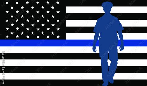 Thin blue line flag USA law enforcement symbol. American police flag ...