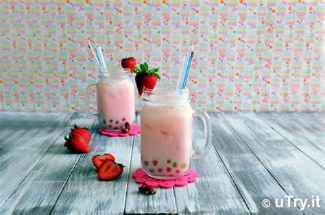 uTry.it: Strawberry Rose Milk Tea with Rainbow Boba