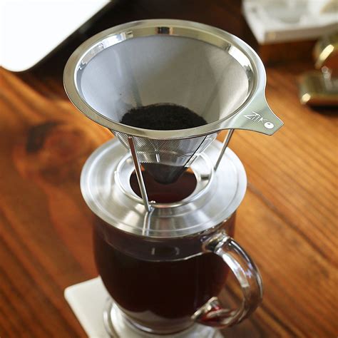 Ziiko European Stainless Steel Single Cup Coffee Dripper / Filter with Stand | For Pour Over an ...