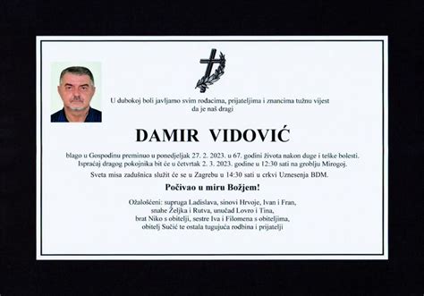 Damir Vidović – Osmrtnice Livno