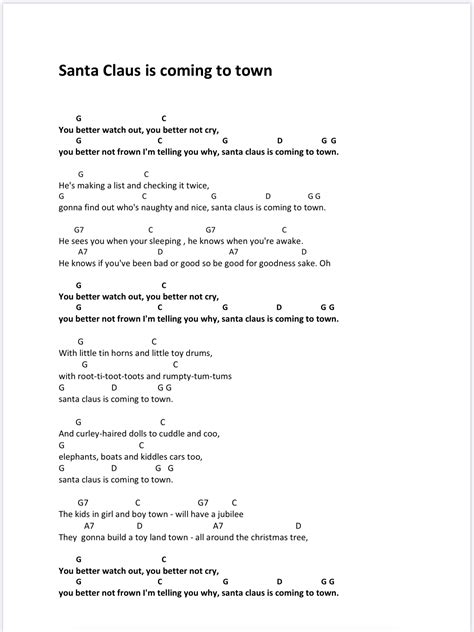 Santa Claus Is Coming To Town Guitar Chords