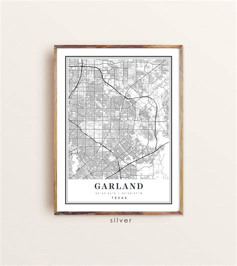 Garland Texas map Garland TX map Garland city map Garland | Etsy