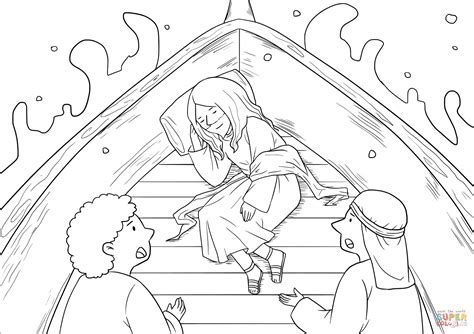 Jesus Calms the Storm (Mark 4:35-41) coloring page | Free Printable Coloring Pages