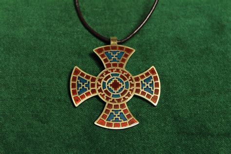 Anglo-saxon Cross Brass Pendant With Enamels Ixworth Cross - Etsy UK