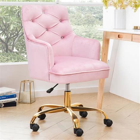 Ovios Zacolt Pink Contemporary Ergonomic Adjustable Height Swivel Desk ...