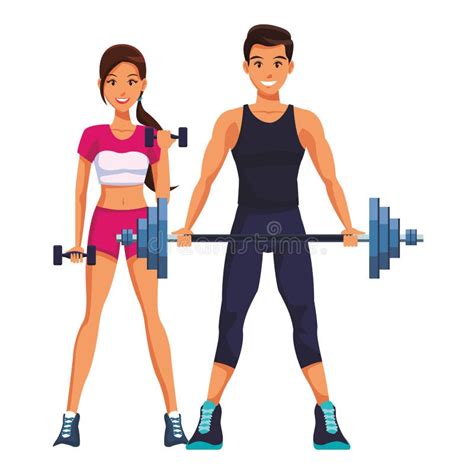 Fit couple doing exercise stock vector. Illustration of physical - 135024176