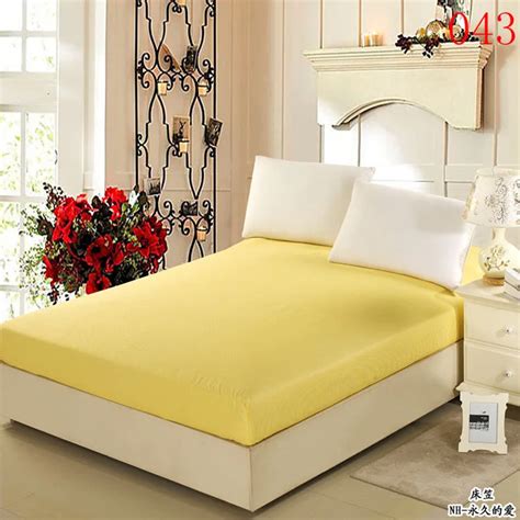 Yellow 1Pc Cotton Fitted Sheet Single Double Bed Sheets Fitted Cover ...