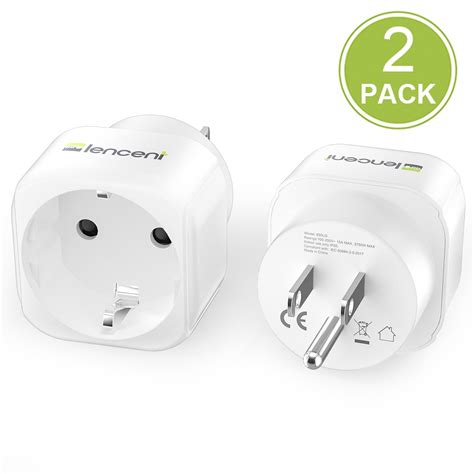 2 Pack Europe to US Plug Adapter, LENCENT European to USA Adapter, American Outlet Plug Adapter ...