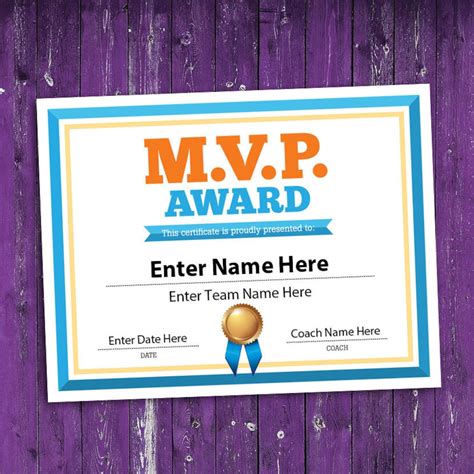 M.V.P Award Certificate, MVP Sports Award Template, Volleyball ...