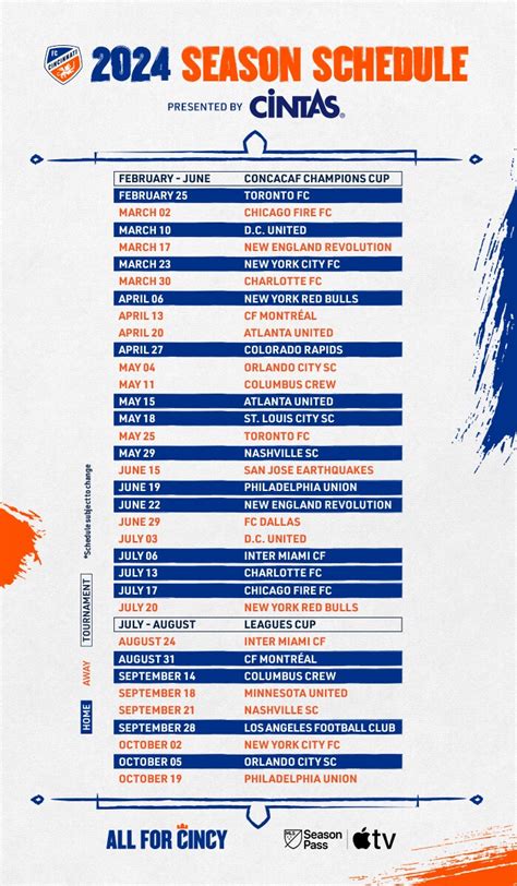 FC Cincinnati releases schedule for the 2024 season