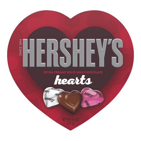 Hershey's, Valentine's Extra Creamy Milk Chocolate Hearts Heart Box, 6. ...