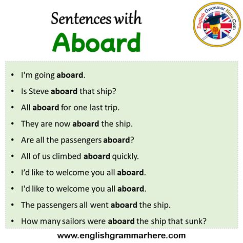 Sentences with Aboard, Aboard in a Sentence in English, Sentences For Aboard - English Grammar Here