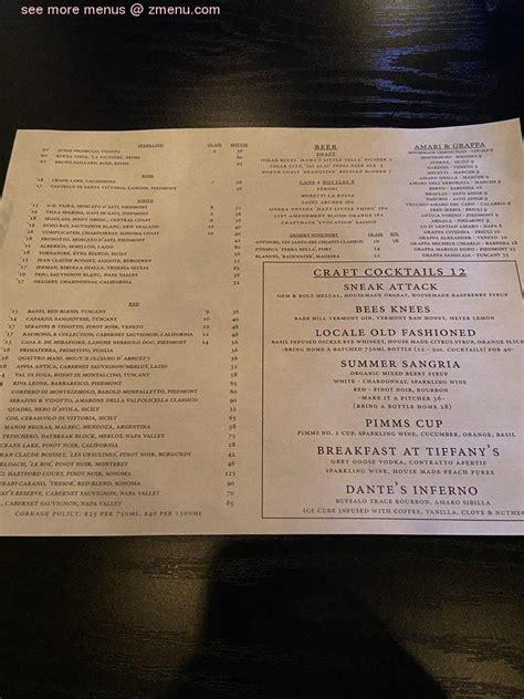 Menu at Locale Italian Kitchen restaurant, Las Vegas