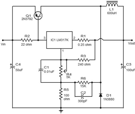 Wiring Schematic Diagram: Adjustable Switching Regulator using LM317