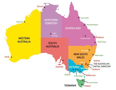 Australian regions map - Australia region map (Australia and New Zealand - Oceania)