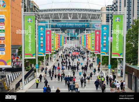 Fans begin to arrive at Wembley Stadium for the Euro 2020 England vs ...