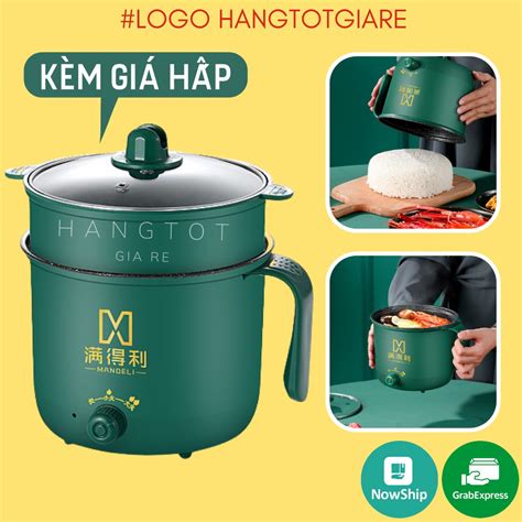 Nồi Lẩu Điện Mini Đa Năng Kèm Giá Hấp 1,8L - Ca Nấu Mì, Nấu Cơm Đa Năng 2 Tầng Cao Cấp - Nồi ...