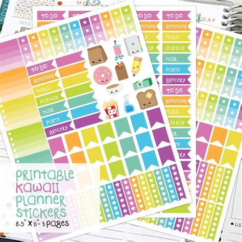 Printable Planner Stickers Kawaii Planner Planner