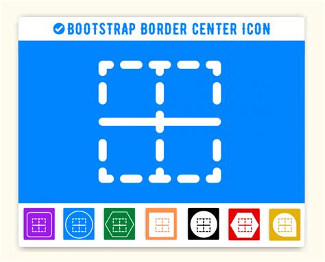 Bootstrap Border Center Icon (Borderline) | Bi Bi Border Center Icon Code, CSS, HTML, Color, Button