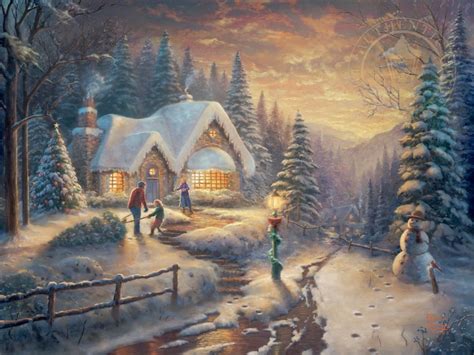 Famous Christmas Paintings from Thomas Kinkade - Photo to Hand Paintings