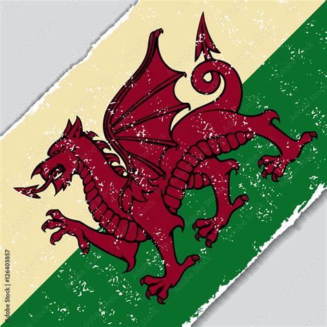 Welsh grunge flag. Vector illustration. Stock Vector | Adobe Stock