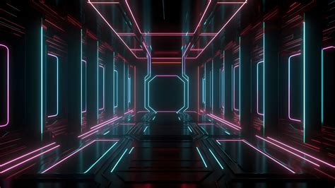 Futuristic Wallpaper 4K, Modern lighting, Neon background