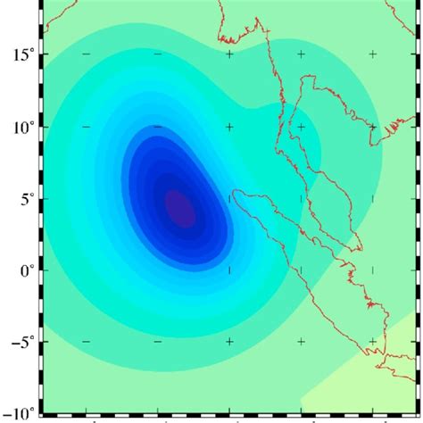 Co‐seismic geoid anomalies due to the sea level feedback, obtained by... | Download Scientific ...