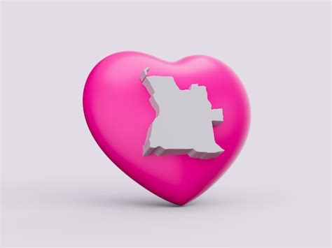 Premium Photo | 3d pink heart with 3d white map of angola isolated on white background 3d ...