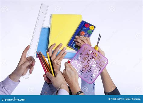 Hands Holding Education Objects Royalty Free Stock Images - Image: 18304569