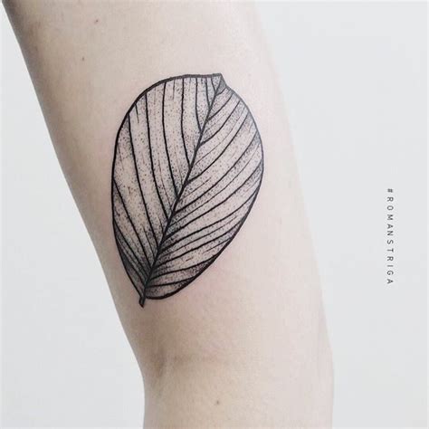 Black and grey leaf tattoo - Tattoogrid.net