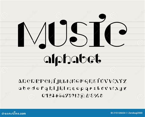 Music font stock vector. Illustration of style, alphabet - 215126654