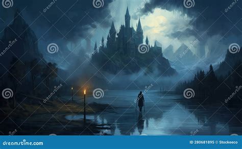 Man Walking by Dark Castle: a Speedpainting with Wizardcore and Romantic Riverscape Elements ...