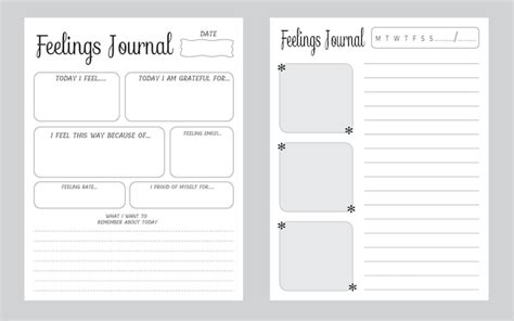 Premium Vector | Feeling journal notebook page template vector notes ...