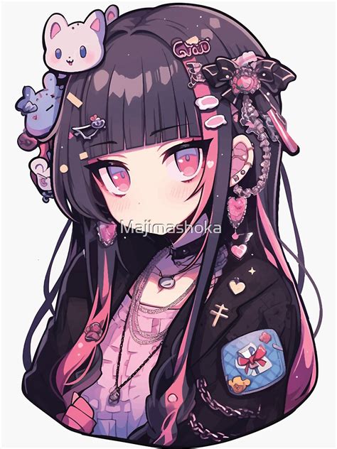 "Manga Waifu Pastel Goth Anime Girl" Sticker for Sale by Majimashoka ...