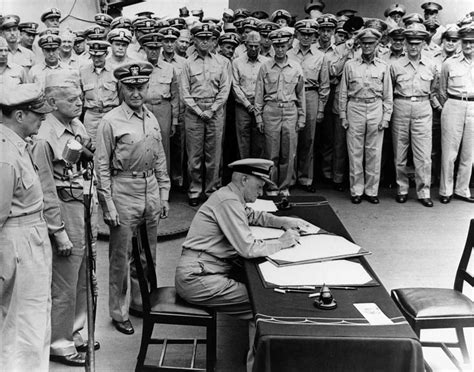 Admiral Nimitz Signing The Japanese Surrender Photograph by War Is Hell ...