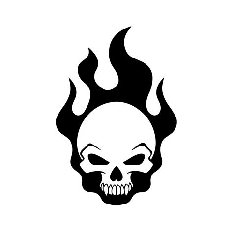 Flaming Skull Symbol Logo on White Background. Tribal Decal Stencil ...