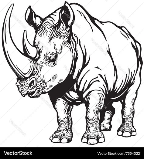 Rhino black white Royalty Free Vector Image - VectorStock