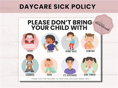 Daycare Sick Policy Childcare Sickness Flyer Printable Daycare and ...