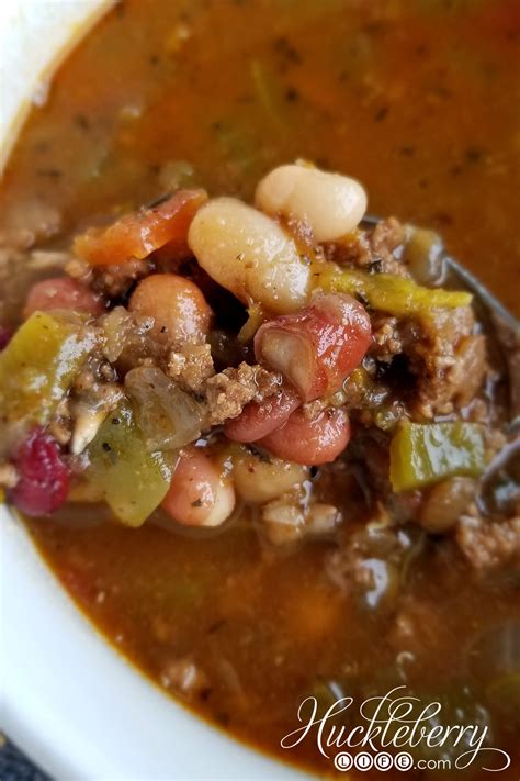 Hearty INSTANT POT Mixed Bean Soup: with Beef and Veggies - Huckleberry ...