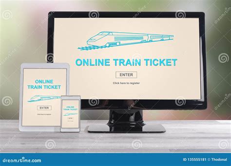 Online Train Ticket Concept on Different Devices Stock Image - Image of ...